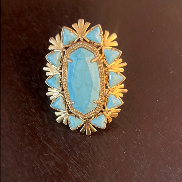 Kendra Scott Yellow Rose Havana Vintage Gold Cocktail Ring sz 5 - Picture 3 of 5